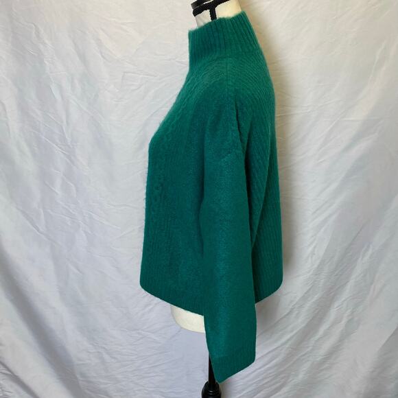 Ann Taylor LOFT Cable Knit Mock Turtleneck Sweater Size Small Kelly Green - Picture 5 of 12
